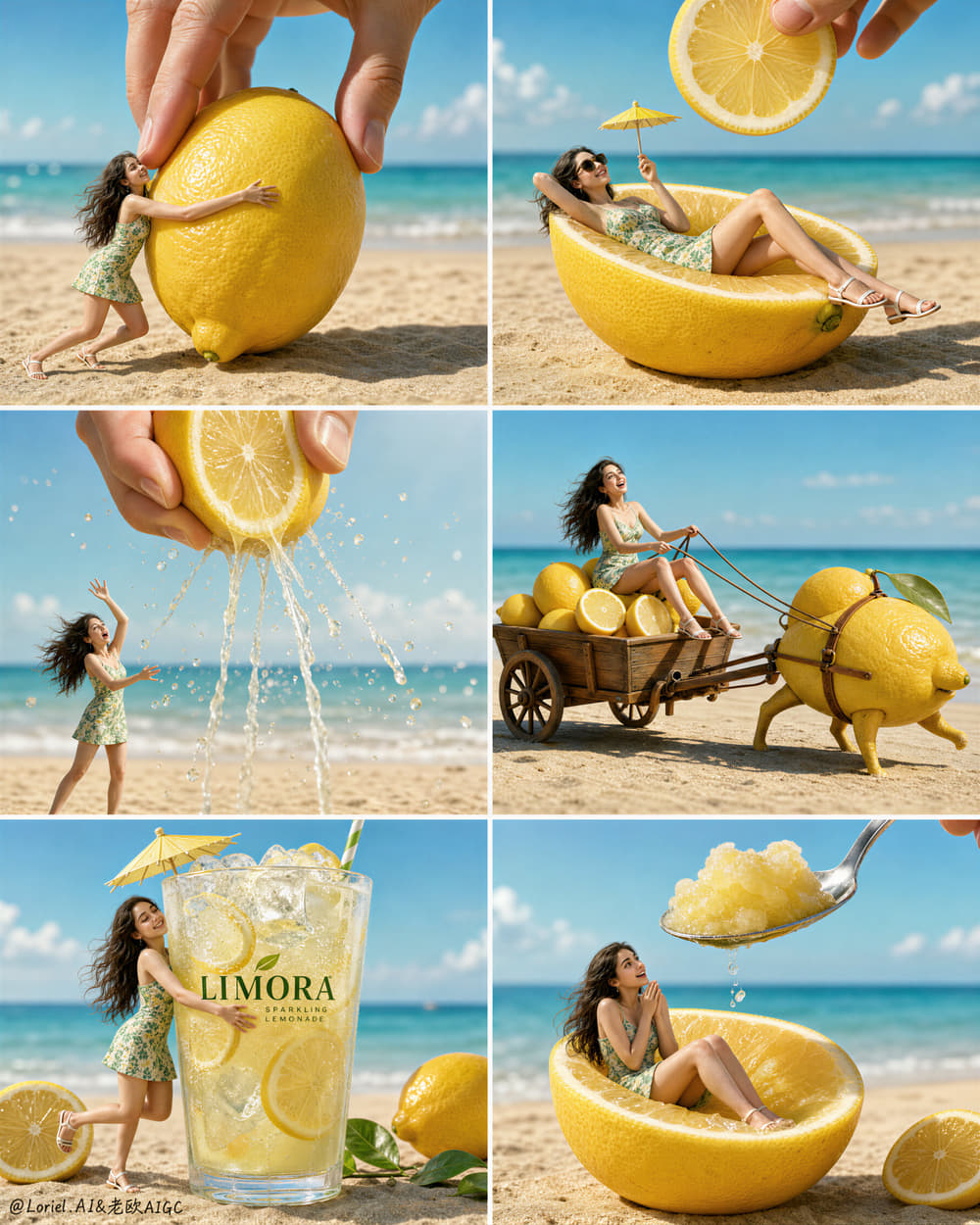 Original six-panel lemon drink campaign poster from the awesome-gpt-image-2 gallery, labelled GPT Image 2